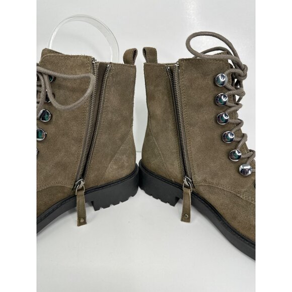 Paolo Linea size 5.5 Olive Suede Combat Boots With Side Zip New - Picture 10 of 10